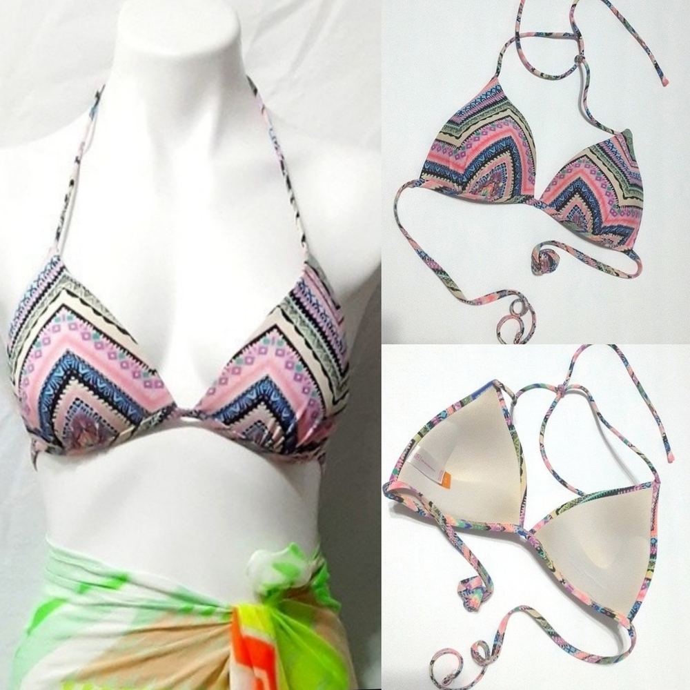Xhilaration Padded Halter Bikini Swim Top Medium 7-9 Boho Beachwear Swimwear